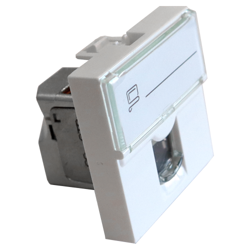 Вставка Mosaic 45x45, RJ-45 STP, кат.6, со шторкой и увеличенным окном маркировки, белая